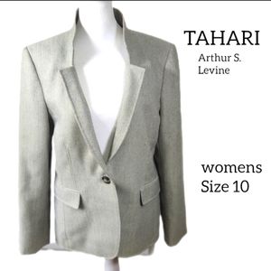 TAHARI ARTHUR S. LEVINE WOMENS SUIT JACKET/BLAZER GREY TWEED